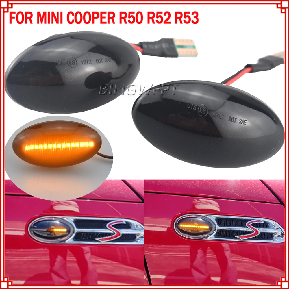 

2x Dynamic LED Side Marker Light Flowing Side Repeater Lamp Error Free Panel Lamp For BMW for MINI Cooper R50 R52 R53 2002-2008