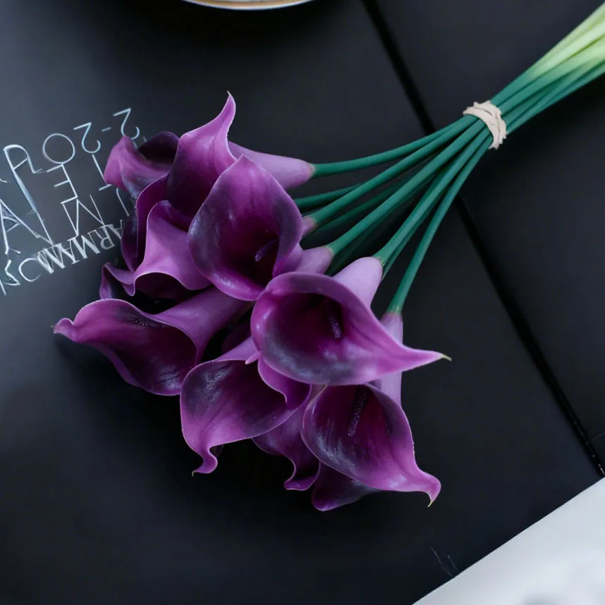 9pcs/lot High End Fake Calla Lily Flowers for Wedding Hand Bouquet DIY Home Arrangement  room decor aesthetic decor aesthetic