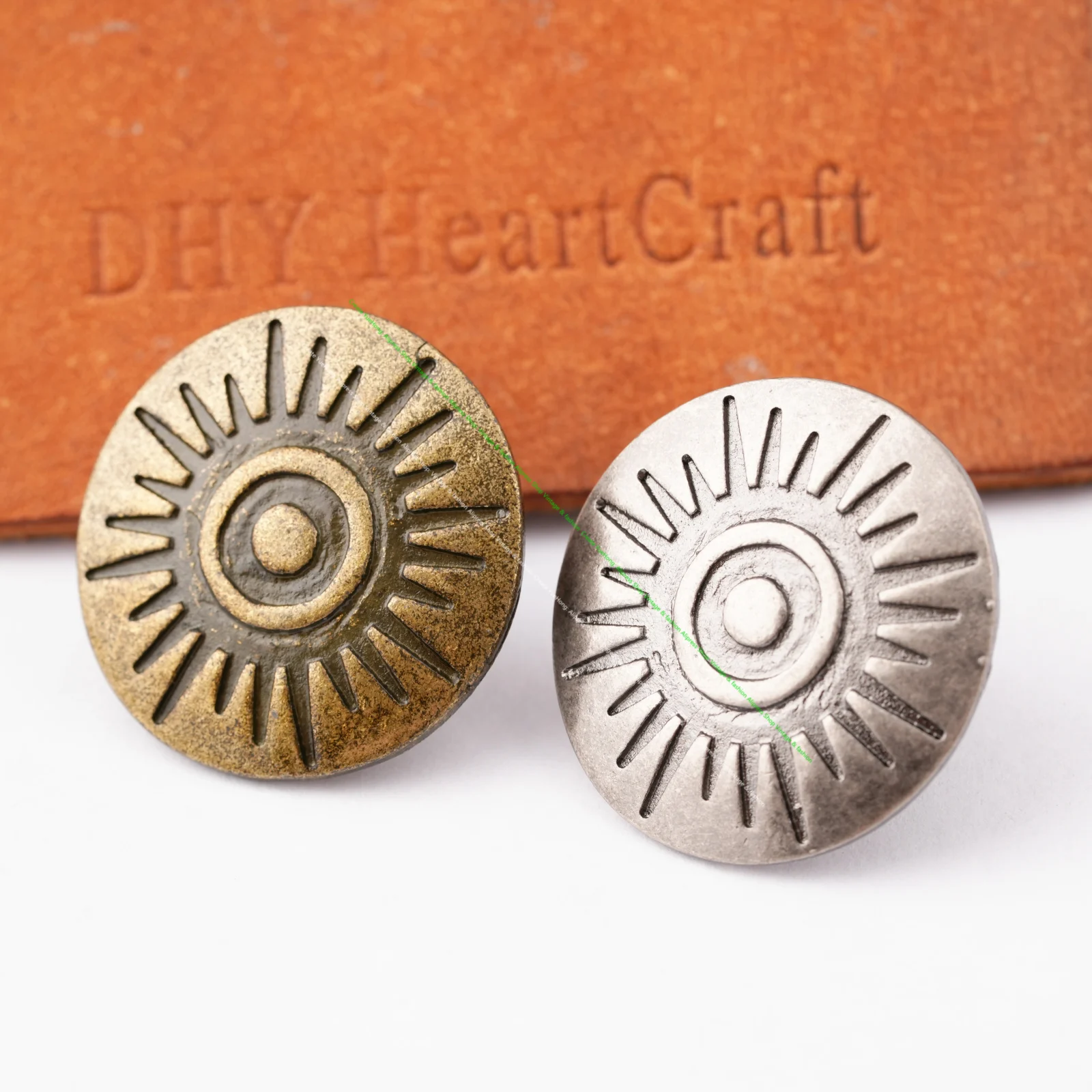 10X Western Sunshine Brass/Silver Metal Concho Set Screw Back Saddle Bag Belt Leather Crafts Decor Tack