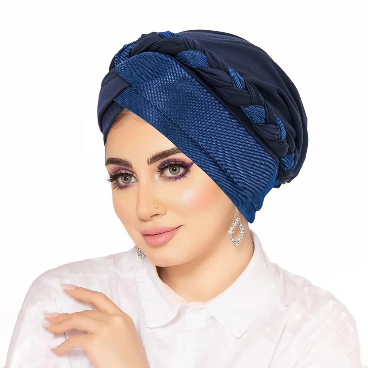 

2025 New Braid Forehead Cross Turban Muslim Hijab Hat Women Chemo Cap Bonnet Hair Loss Headwear Bandanas Headband Turbante Mujer
