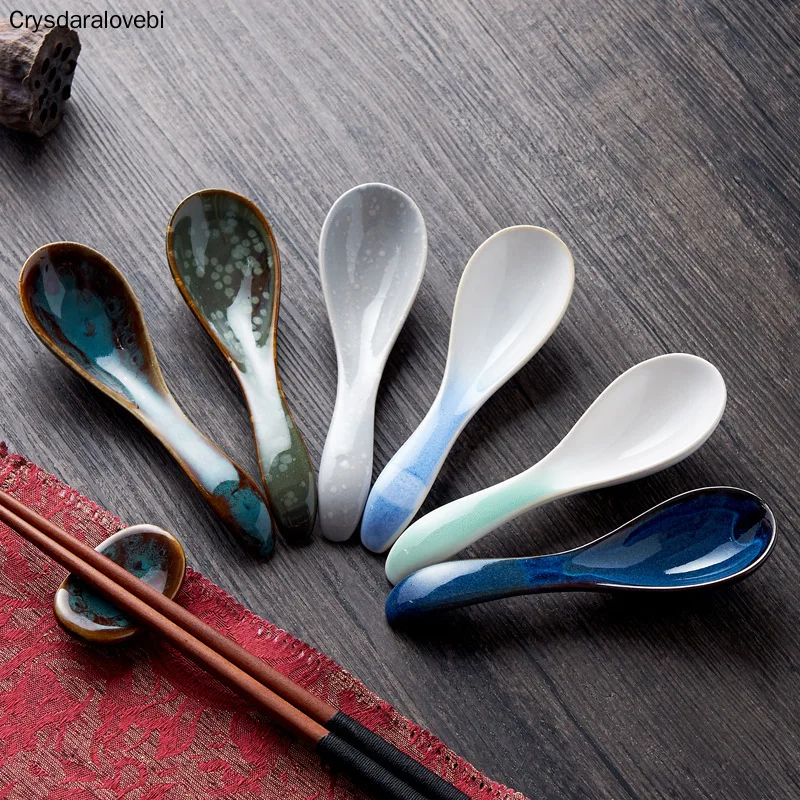 

10PCS Japanese Creative Ceramic Spoon Household Tableware Soup Spoon Eating And Coffee Spoon For Home Restaurant Supplies