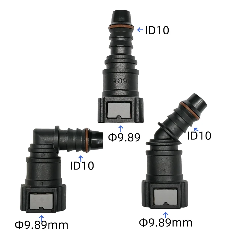 9.89 ID10 female plastic connector auto Fuel line quick connector 180 90 135 degree gasoline filtermale connector for 2pcs a lot