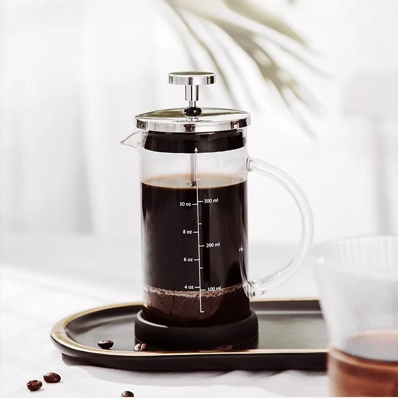 Double Wall Heat Resistant French Press Coffee Maker, Tea Brewer Milk Frothing Filter for Household Coffee Tea Making