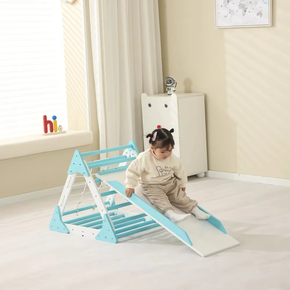 

Customizable Indoor Solid Play Toys Set for Toddlers Montessori Baby Climber with Wood Climbing Frame and Slide for Kids