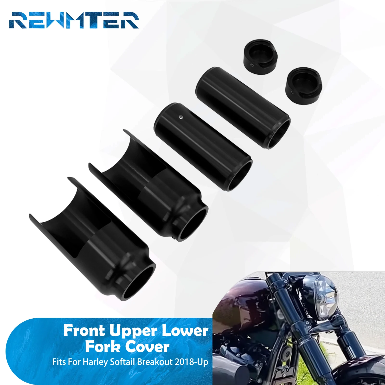 

Front Upper Lower Fork Cover For Harley Softail Breakout FXBR FXBRS 2018-2022 Motorcycle Shock Absorber Tube Cap Cover Aluminum
