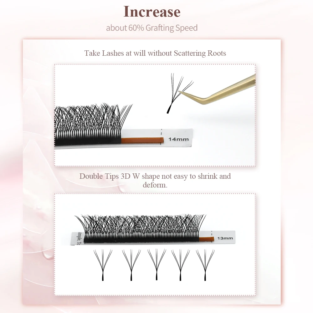 NAGARAKU 6D Automatic Flowering W Shape Bloom 3D Premade Fans Eyelash Extensions Natural Soft Light Individual Lashes Full Dense