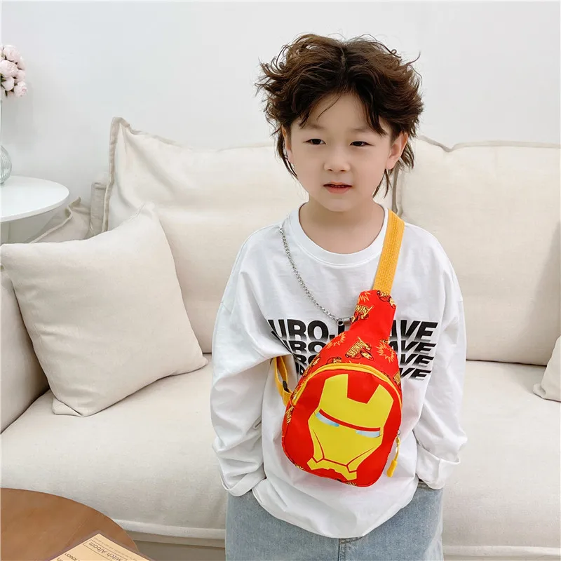 Marvel Superhero Children Cartoon Chest Pack Shoulder Bag Anime Iron Man Superman Figure Boy Girl Outdoor Travel Coin Purse