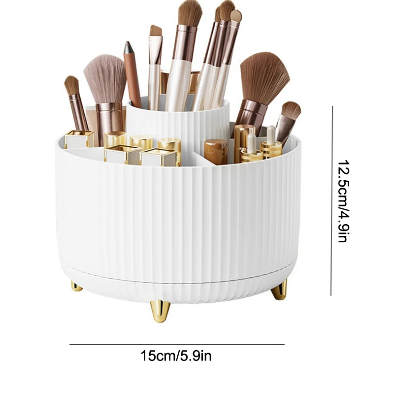 5 слотов 360 ° Вращающийся держатель-органайзер для кистей для макияжа, многофункциональный настольный ящик для хранения помады, косметики для туалетного столика в ванной комнате
