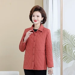 Autumn and winter Quilted Thin Jackets for Women Elegance Mother's Jacket Lady Single-breasted Clothes