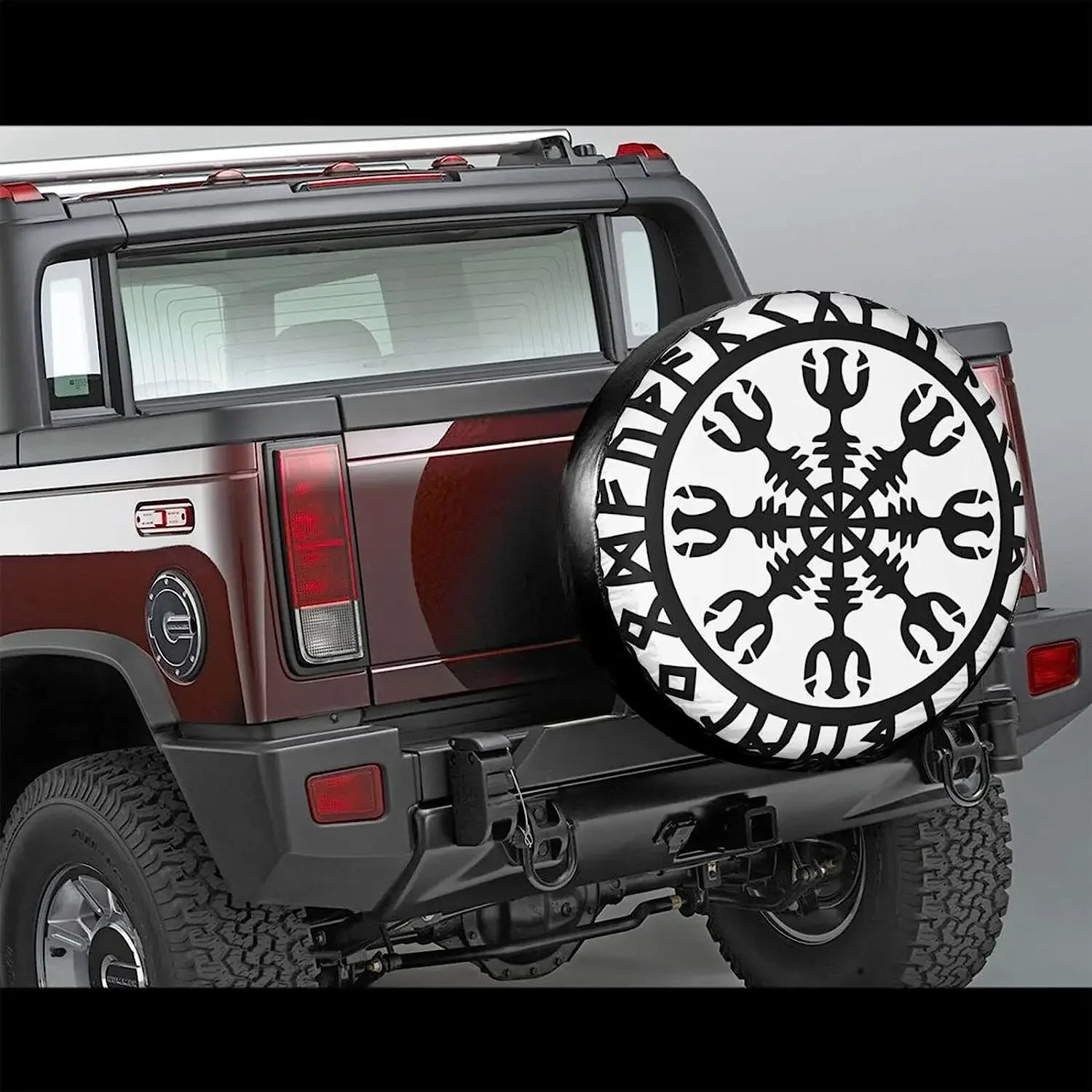 Viking Helm of Awe Rune Spare Tire Cover with Waterproof Uv-Protected Tires are Suitable for Off-Road Vehicles and Many Vehicles