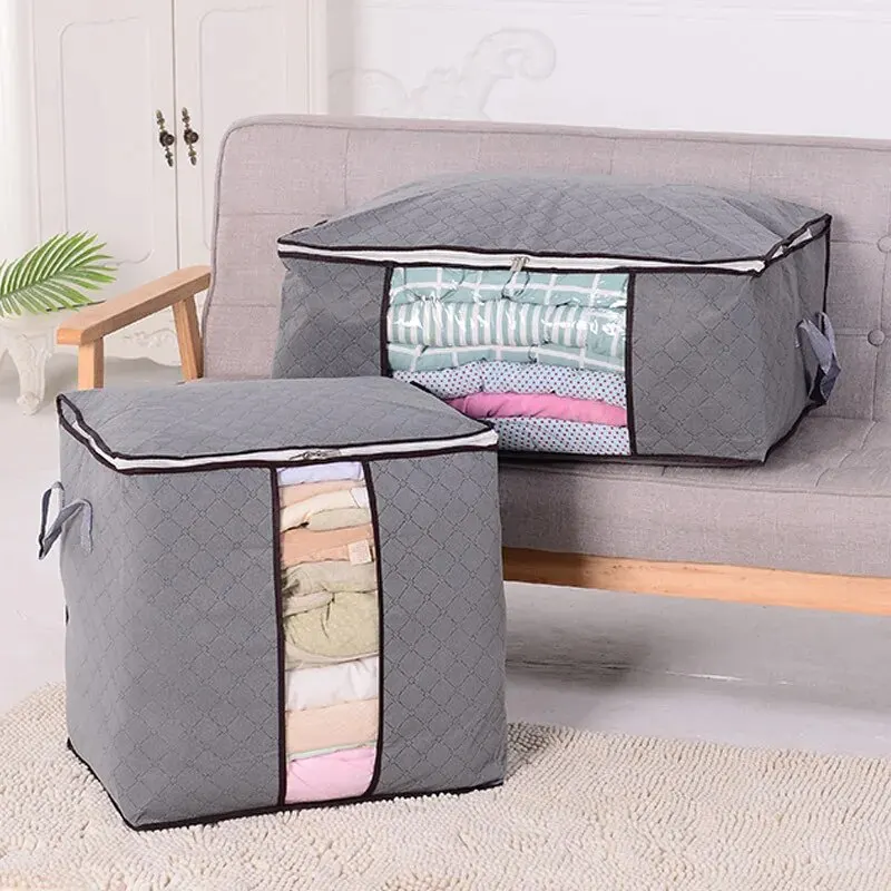 1Pc Large Capacity Non-Woven Storage Box for Clothing And Bedding Storage Semitransparent Durable Clothes Storage Boxes