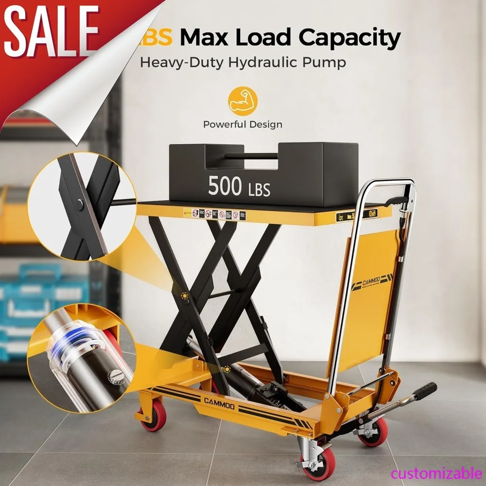 

Новейший популярный стиль, складная тележка с гидравлическим подъемным столом, емкостью 500 фунтов, высота подъема 28,5 дюйма, нескользящий материал, обработка Yell