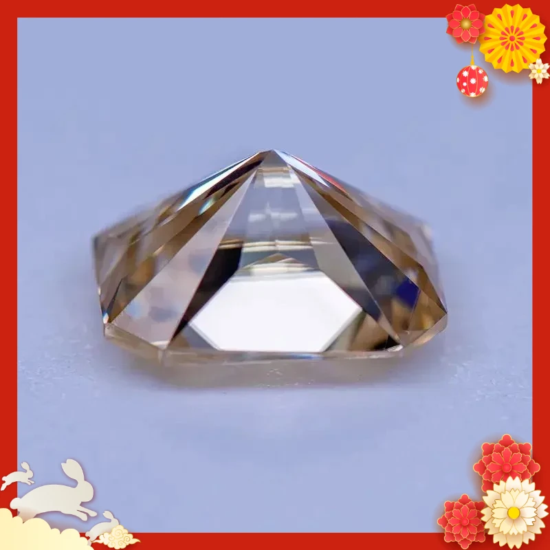 Moissanit-Stein, natürliche Farbe, Teegelb, Radiant-Schliff, im Labor gezüchteter Diamant für die Schmuckherstellung – Detail 11