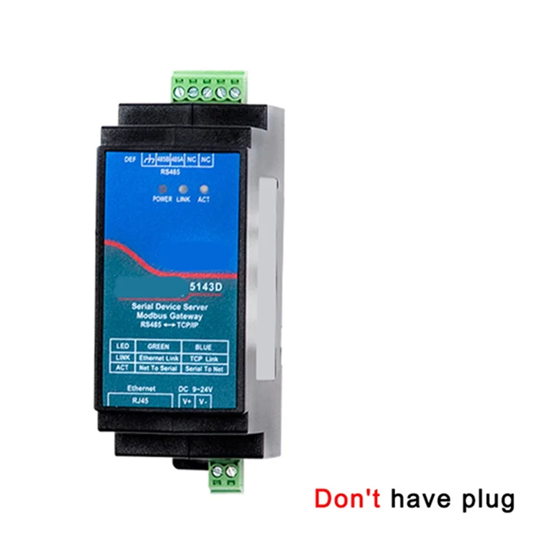 Servidor de dispositivo serie AA84 Din-Rail ZLAN5143D, puerta de enlace Modbus RS485 de TCP/IP DC9-24V, compatible con doble completo