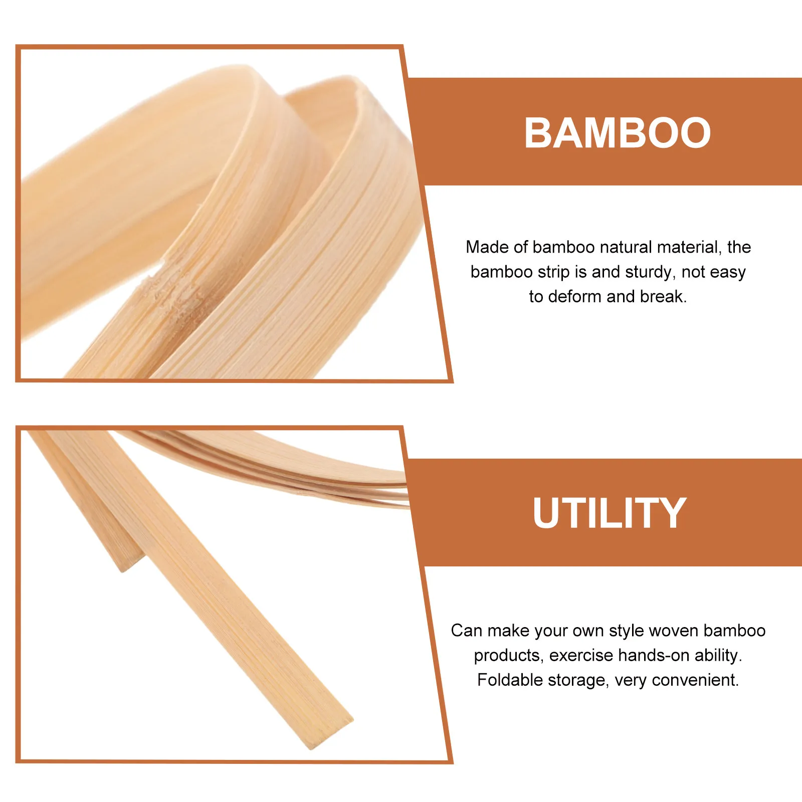 2 Rolls Multi Functional DIY Bamboo Strip for Weaving Baskets Bar Tables Flower Baskets Sleeping Mats Bamboo Woven Material