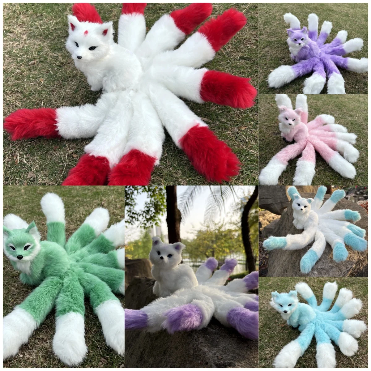 

30cm Kitsune Plush Nine Tailed Fox Stuffed Animal Soft Fluffy Doll Kawaii Home Desk Decor Gift for All Ages