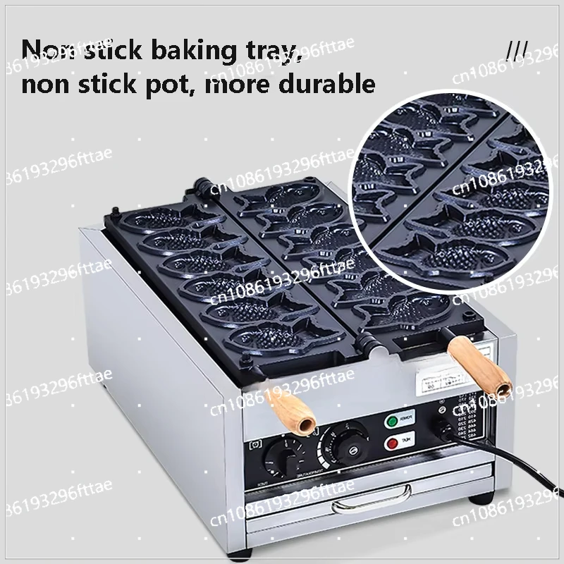 Fish Shaped Waffle Electric Taiyaki Machine 220V/110V Fish Shape with Close Mouth Taiyaki Maker Commercial