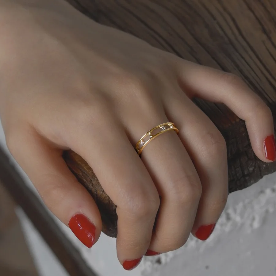 Ins خاتم مزاجه بسيط S925 الفضة النقية أنثى تصميم الأزياء المتخصصة 2021 خاتم نمط جديد رائع #2
