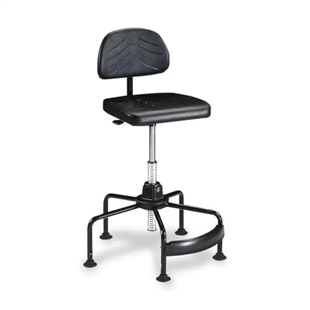 High-Back Ergonomic Industrial Workbench Chair w/ Adjustable Height & Swivel Functionality Black 5117 Sturdy Construction &