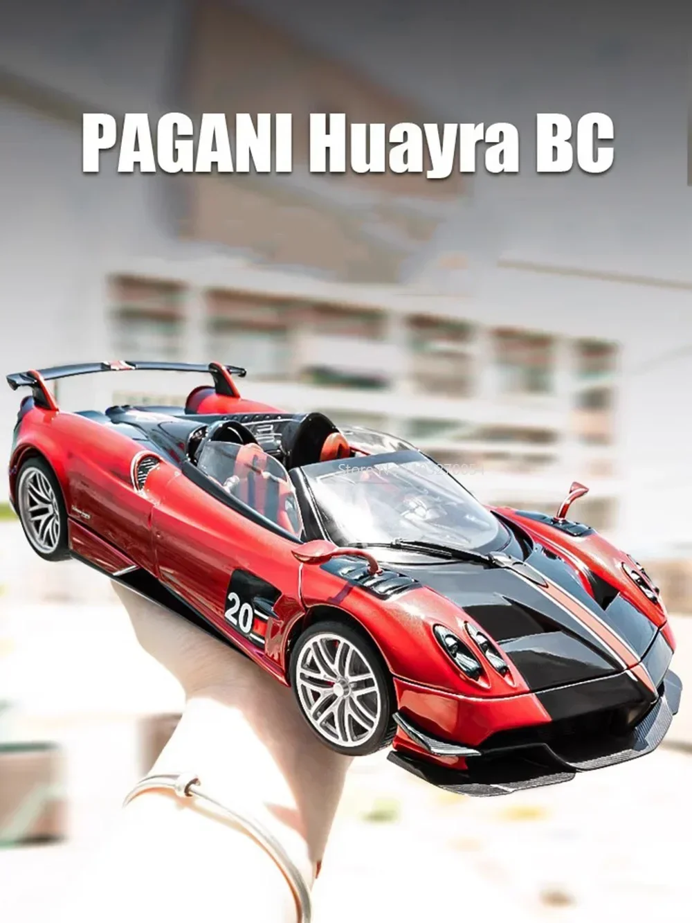 Large 1:18 Pagani Huayra BC Toys Car Model Supercar Alloy Diecast Sound Light Pull Back Front Wheel Steering Vehices Kids Gifts