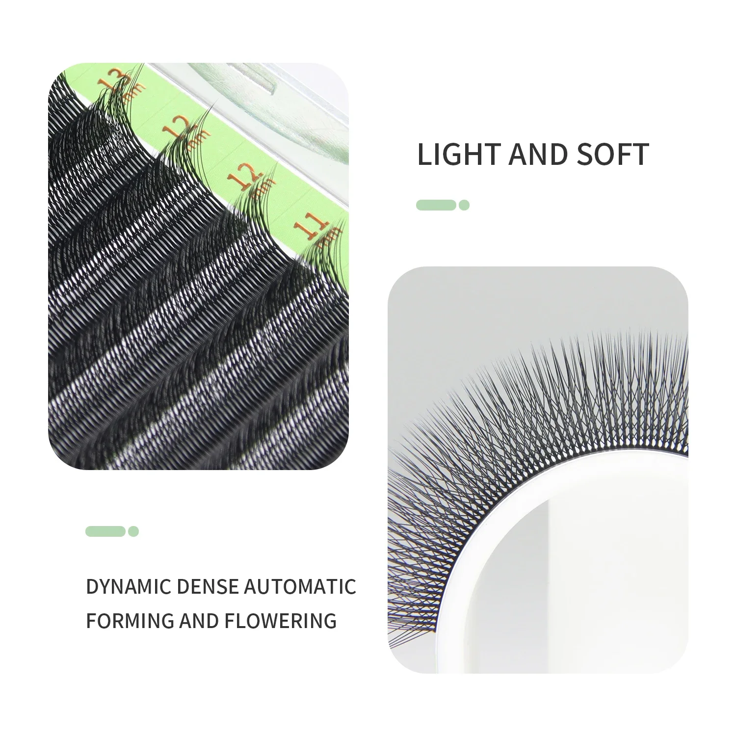 GLAMLASH-Extensões de cílios, forma W, 3D, 3 núcleos, ventiladores de volume Premade, estilo W, vison falso, macio, desvanecer fácil, cílios naturais