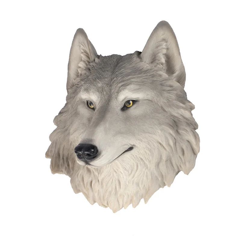 Animal Wolf Bear Head Wall Hanging Resin Sculpture For Bar Club Decor Home Office Halloween Gift y777