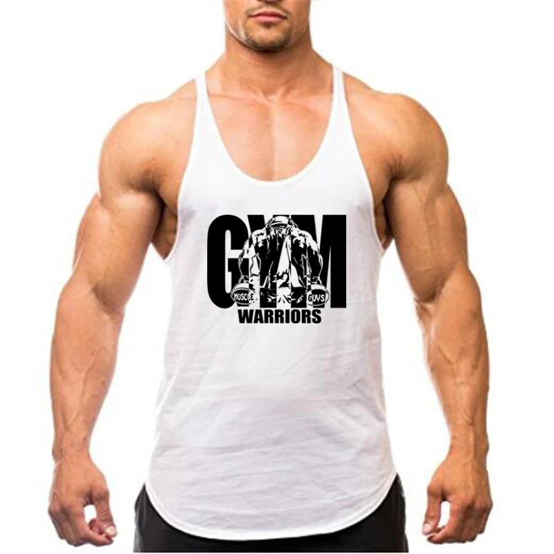 Men\'s Fitness Bodybuilding Tank Tops Brand Gym Sportswear Cotton Breathable Workout Muscle Vests Summer Sleeveless Y Back Shirt