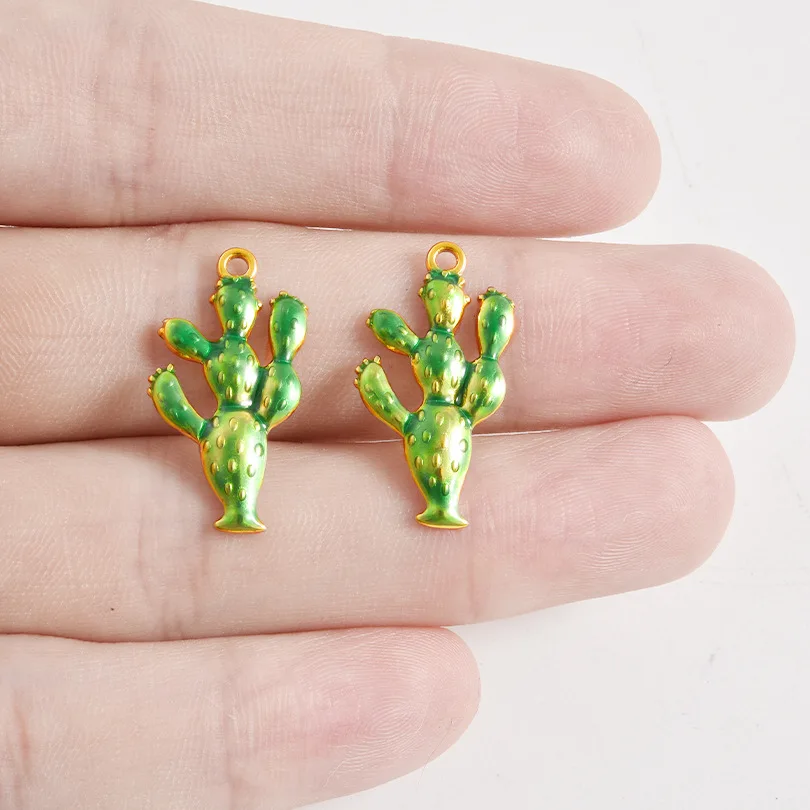 

5 шт. подвесок из нержавеющей стали с эмалью, зеленые, в форме кактуса, для изготовления ожерелий, браслетов, ювелирных изделий, фурнитура, материалы для рукоделия