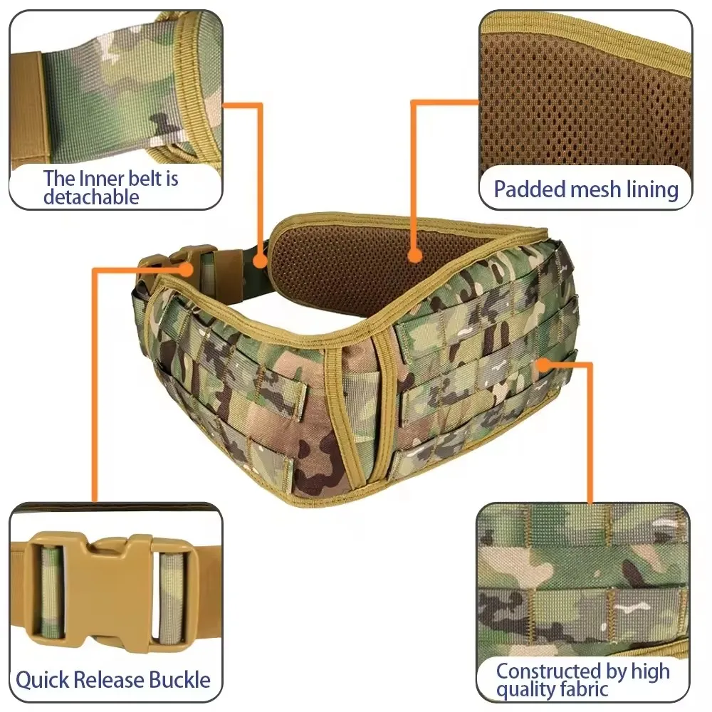 Imagem -04 - Yakeda Custom Molle Bolsos Bolsas Engrenagem Cintura de Caça Cinto Tático de Segurança Cinto de Patrulha Acolchoado