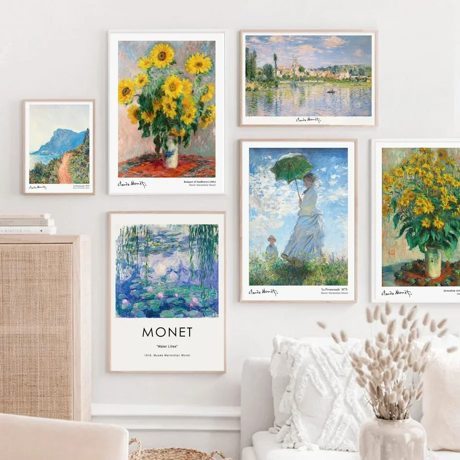 

Abstract Canvas Painting for Living Room Decor, Monet Exhibition, Garden, Beach, Flowers Art Prints, Wall Pictures