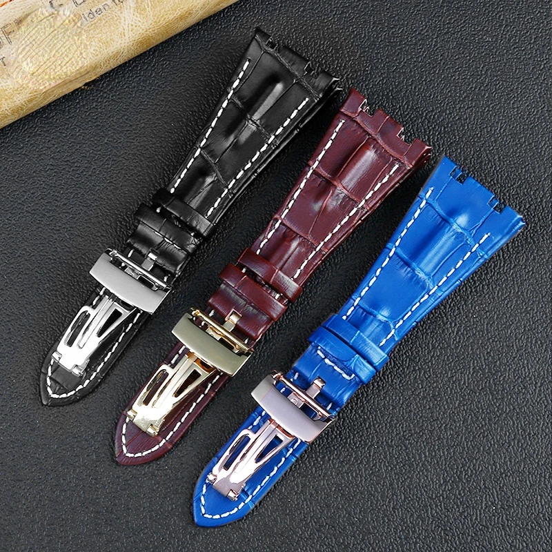 Cow Leather Watch Strap for Audemars Piguet Royal Oak Offshore Ap15710 15703 15706 26470 26170 26133 Sweatproof Folding Buckle