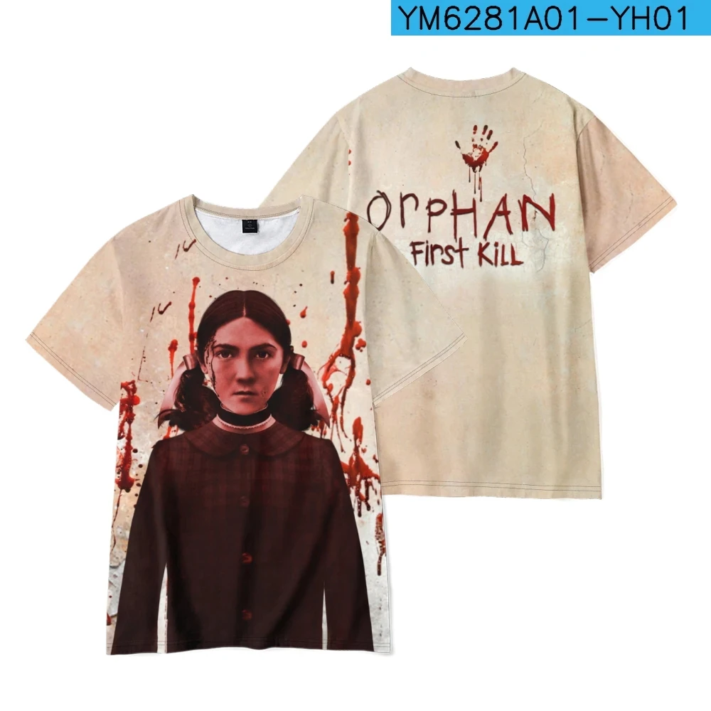 Horror Movie Orphan First Kill 3d Print Unisex Harajuku O-neck Tshirt Casual Short Sleeve T-shirt Top Summer Man clothing