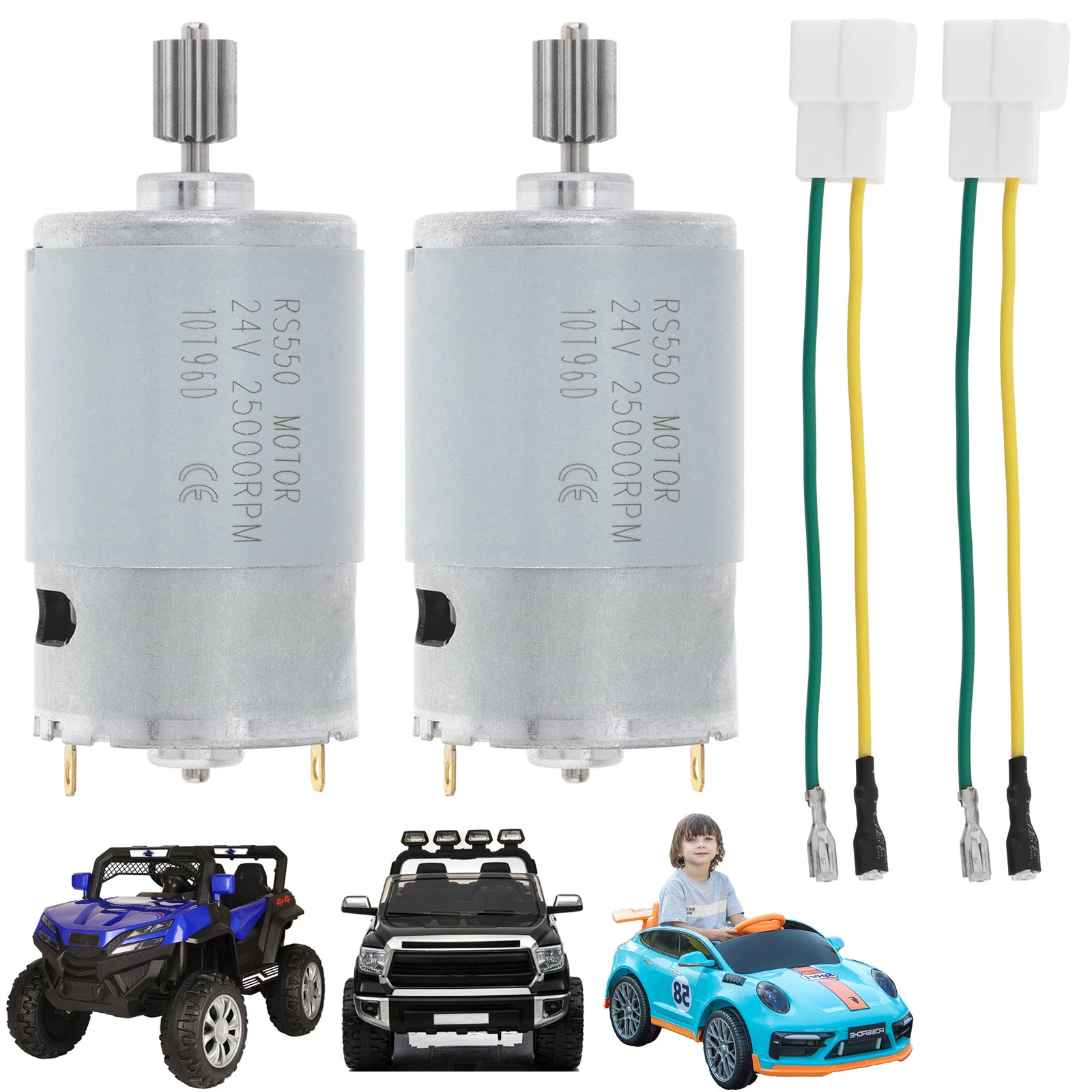 2pcs 8-19Teeth Children's Electric Car DC Motor RS550 24V 25000RPM High Speed Kid's Ride on Car Drive Motor Upgrade