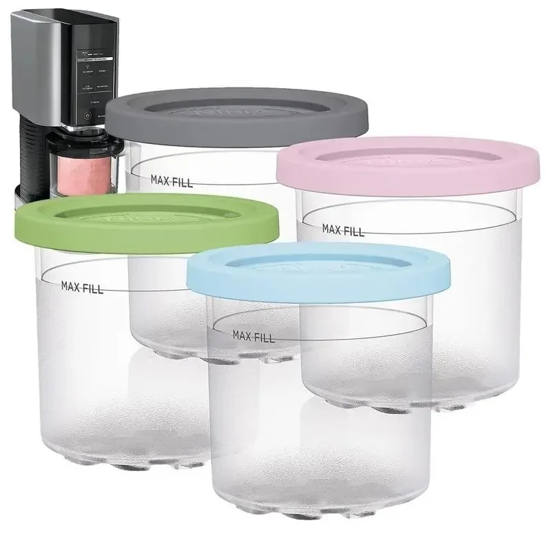 2/4 Kitchen Summer Storage Ice Cream Cups - Ice Cream Storage Jars with Sealed Lids - Summer Kitchen Supplies Gadgets