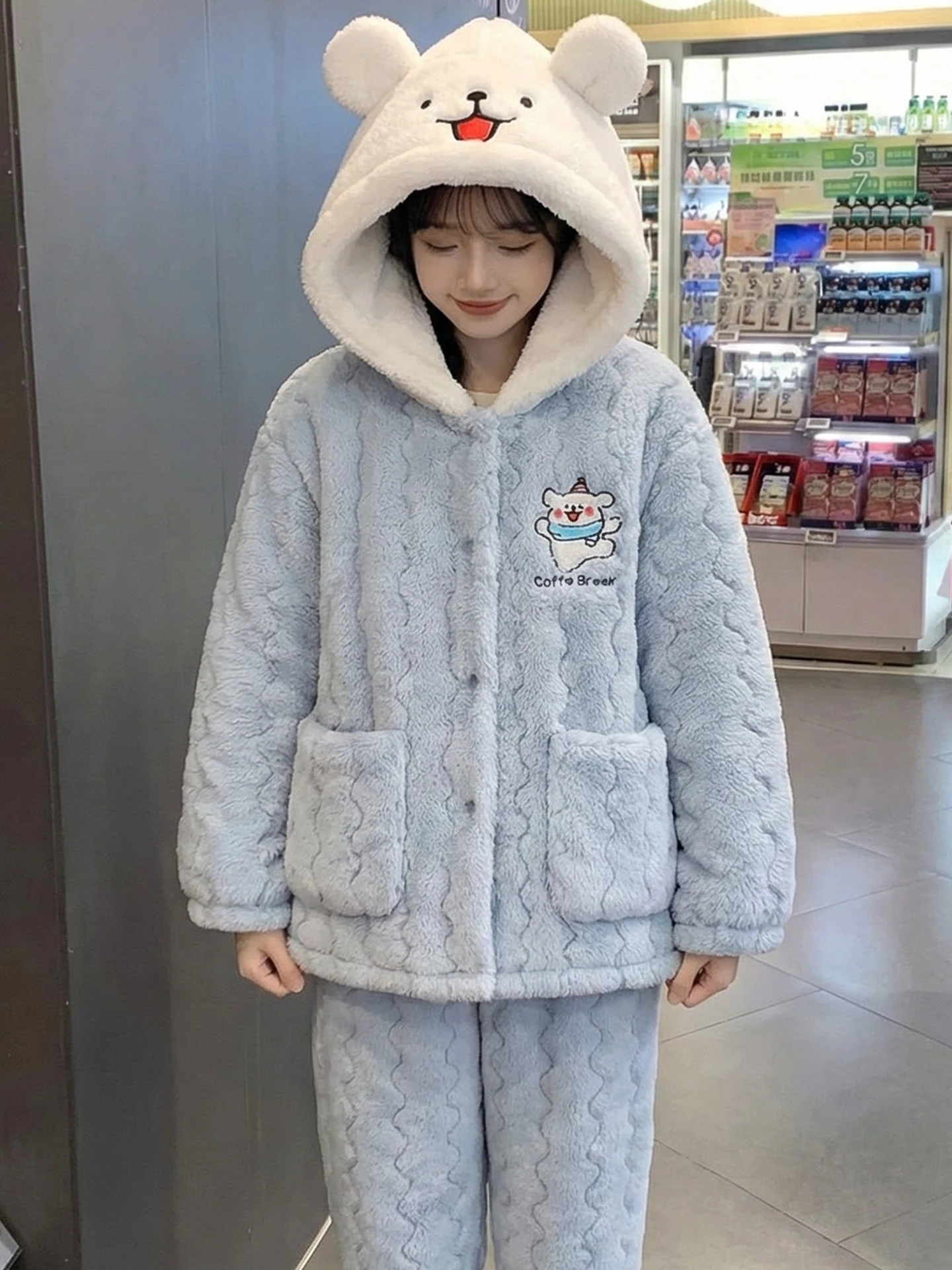 pijama-de-mujer-de-forro-polar-coral-conjunto-de-ropa-de-casa-calida-de-algodon-de-doble-capa-engrosado-para-invierno-con-estampado-de-perro-pantalon-largo-y-cierre-de-cremallera