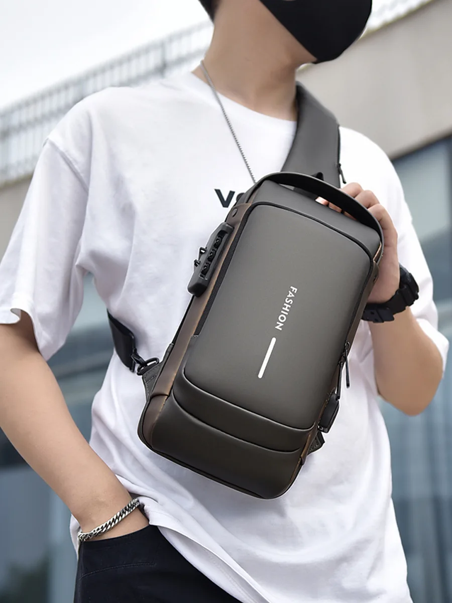 

New men's waterproof and anti-theft shoulder bag, multi-functional and lightweight outdoor men's crossbody chest backpack