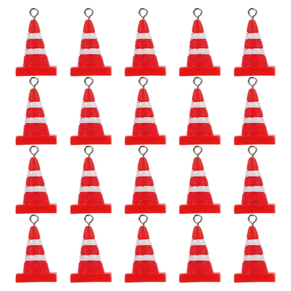 

20pcs Mini Resin Traffic Cone Charms Pendant Road Parking Signs Keychains Earrings Jewelry Diy Accessories Durable Party