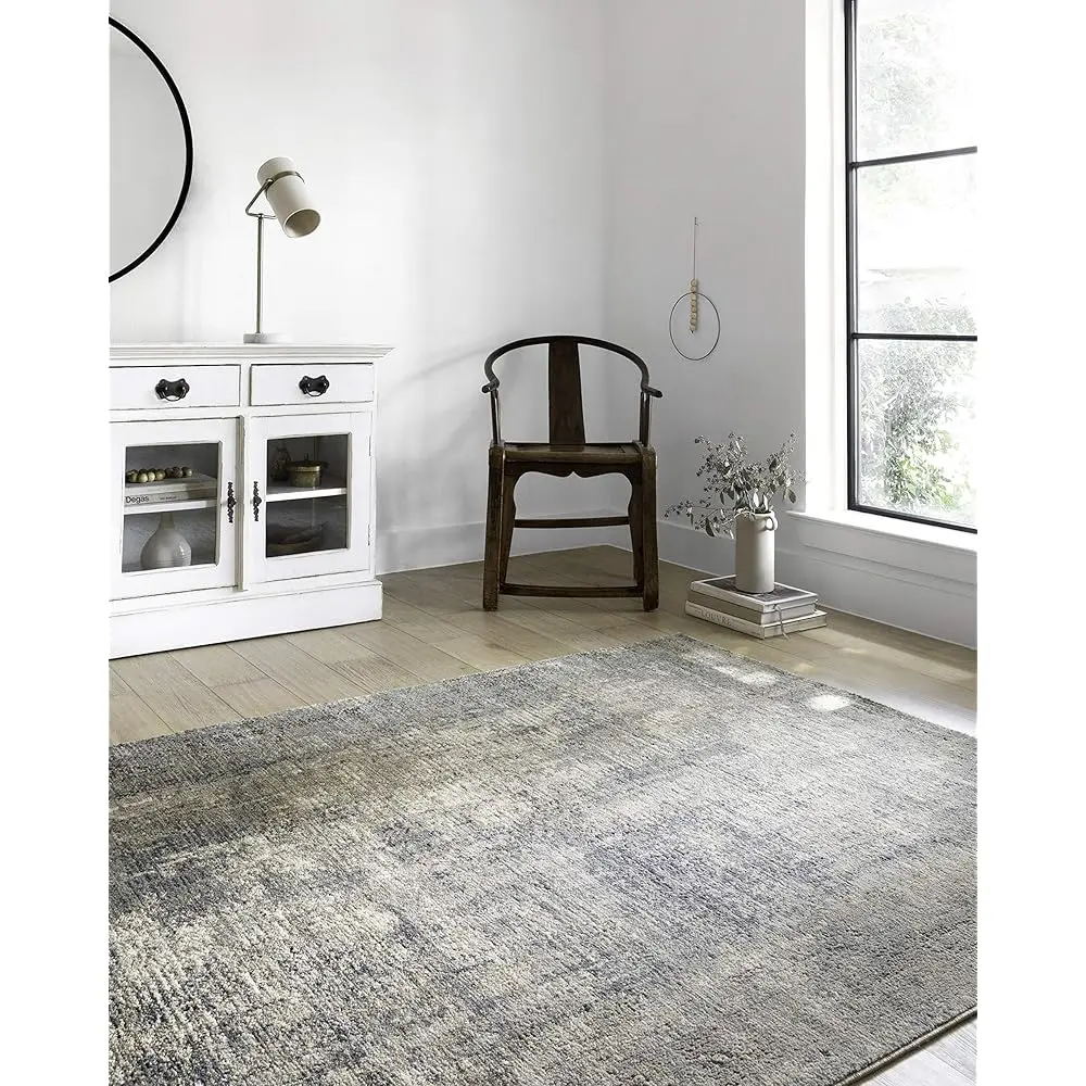 

Loloi Teagan Collection 5'-3"" X 7'-6"" Area Rug In Denim/Slate - Large, Soft Neutral Rug, High-Traffic For Living Room,