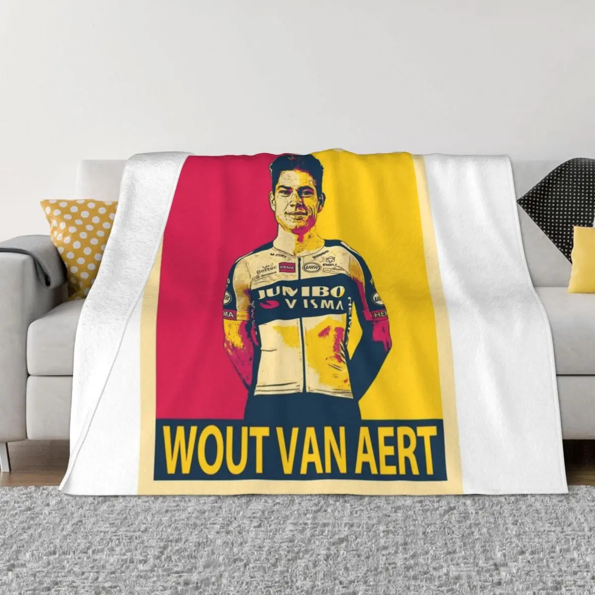 

wout van aert portrait Throw Blanket Large Blanket Tourist Blanket Camping Blanket Cute Blanket Plaid