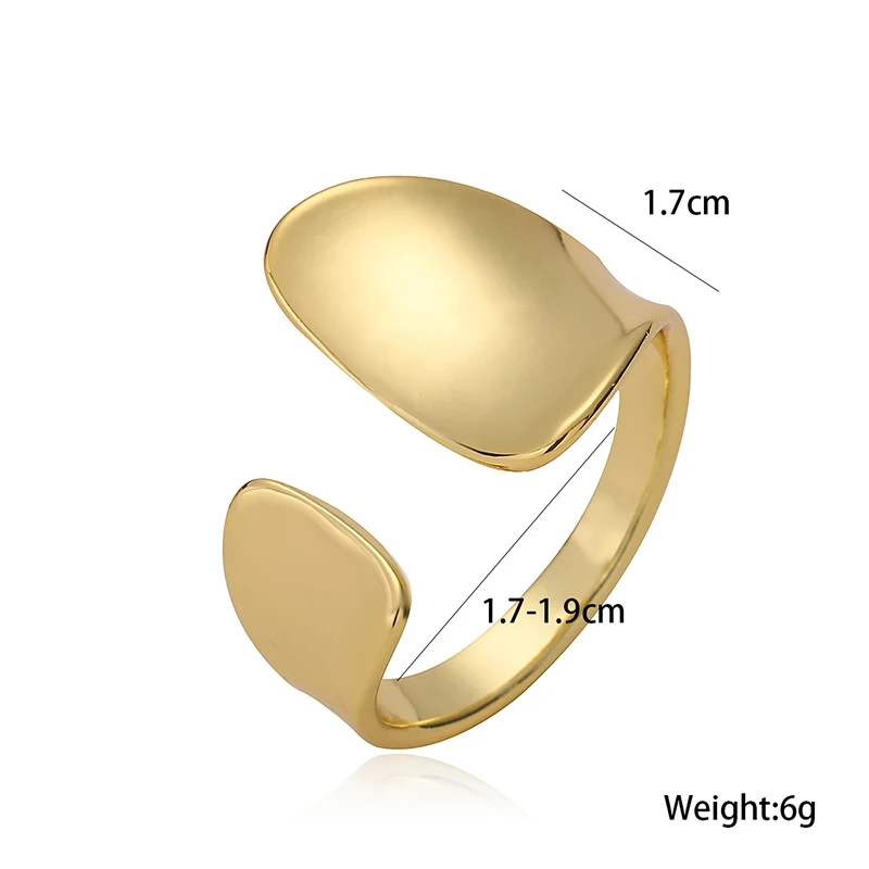 GANPUP Minimalistischer Polierter Verstellbarer Offener Ring für Frauen, Alltagsschmuck, Trendiger Goldfarbener Fingerring, Schmuckgeschenk – Detail 1