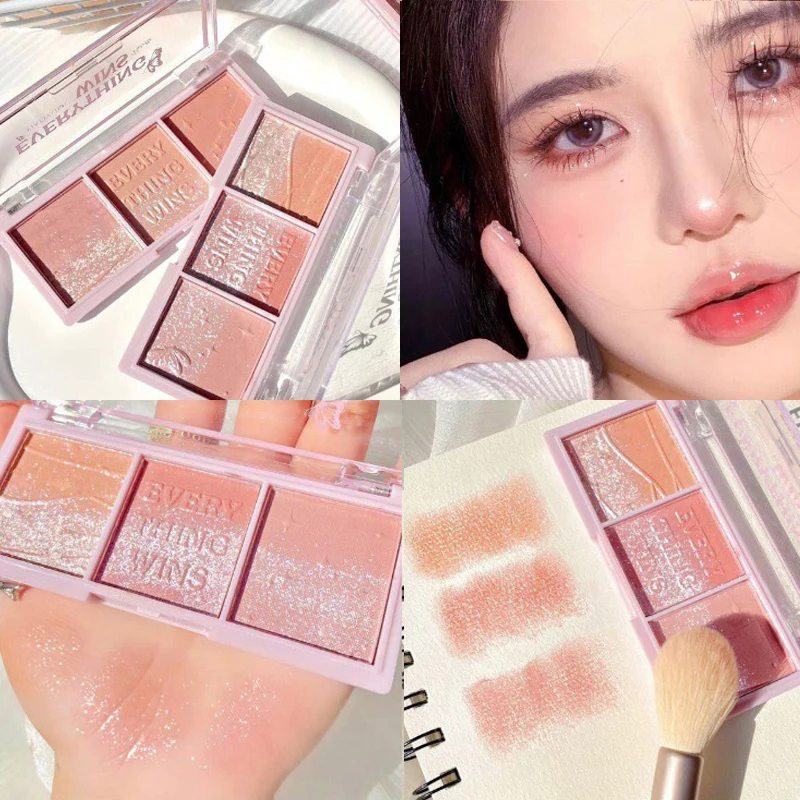 Secret Garden three-color blush eye shadow almond milk tea nude makeup natural color enhancement long-lasting powder
