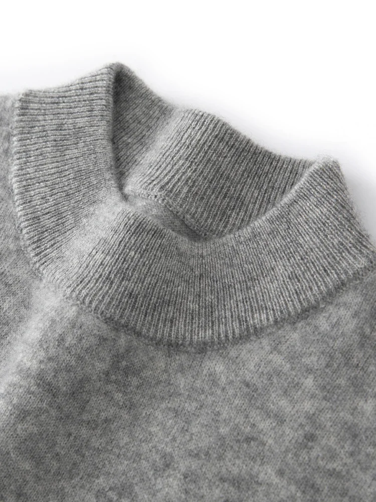 

Men's Thick 100% Cashmere Sweater Mock Neck Basic Pullover Autumn Winter Smart Casual Cashmere Knitwear Soft Warm Clothing Tops