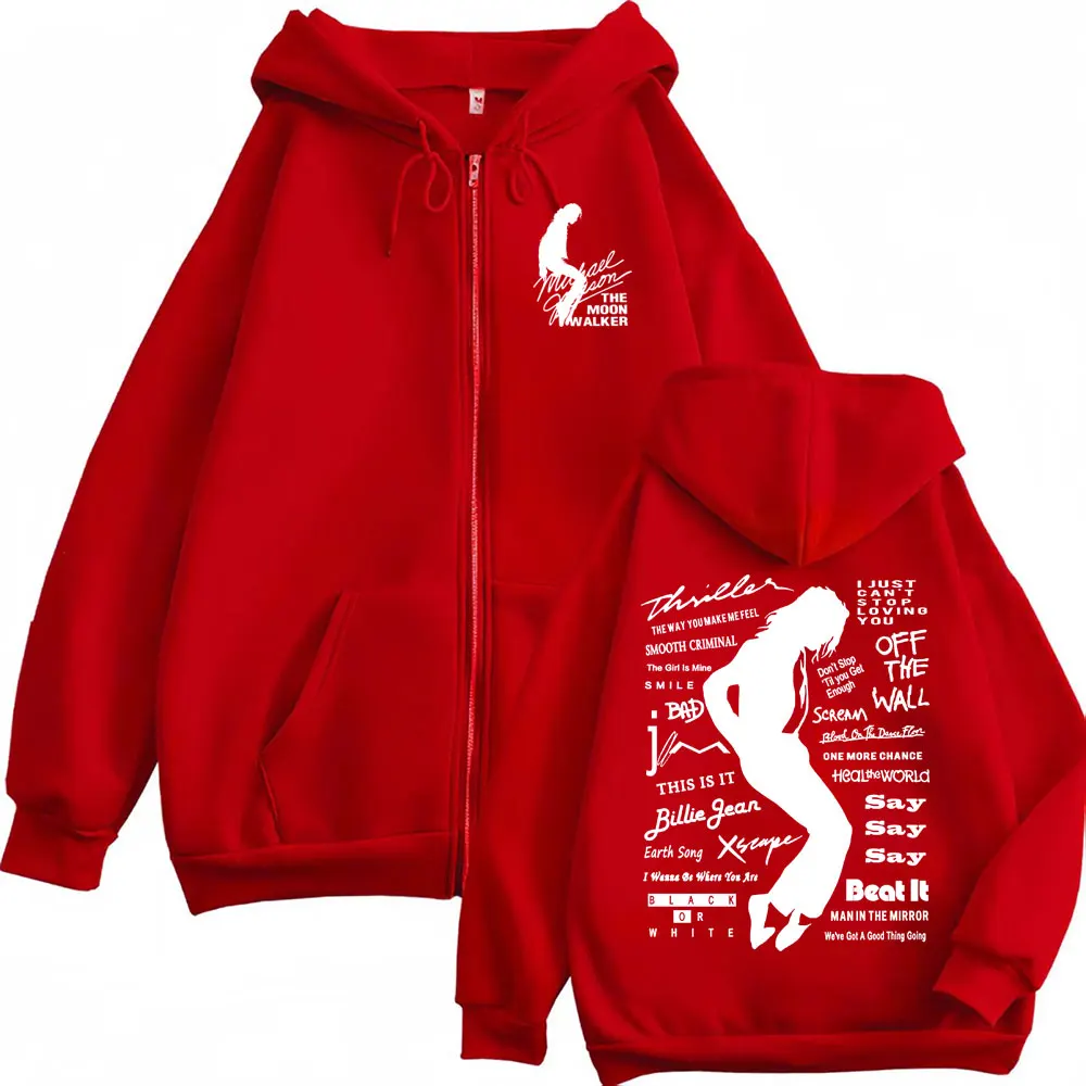 Michael Jackson King of Pop Reißverschluss-Hoodies für Männer und Frauen, Harajuku-Streetwear-Jacke, Sweatshirts, lässige Fleece-Pullover mit Reißverschluss, Mäntel – Detail 4