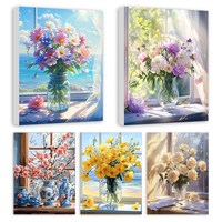 RUOPOTY Diy Painting By Numbers Window sill flower vase indoor Draw Arts Crafts Gift Drawing By Numbers Decorative Paintings Set