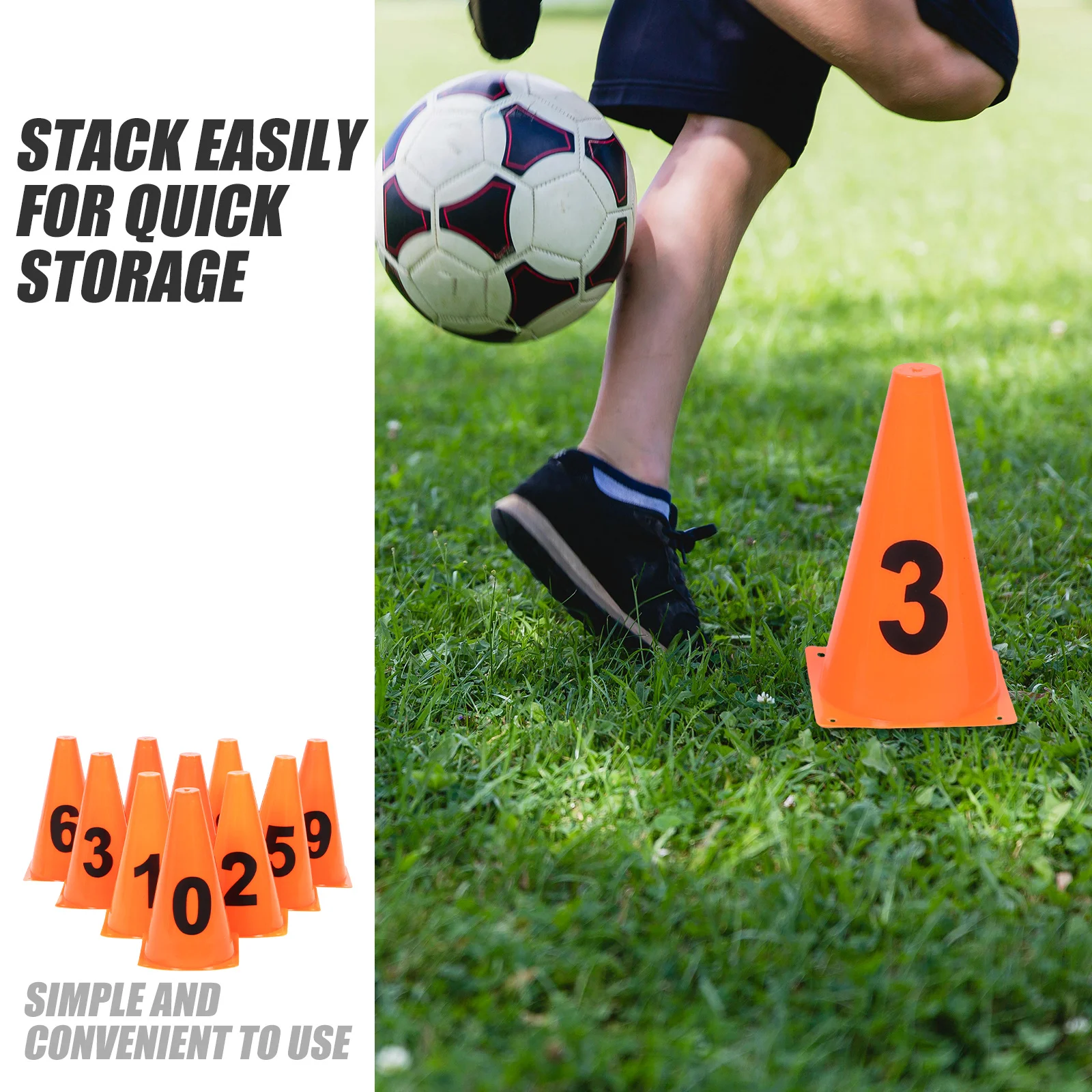 

1Set Numbered Soccer Cones Durable Bright Colored Sports Markers for Football Soccer Training Practice Agility Drills