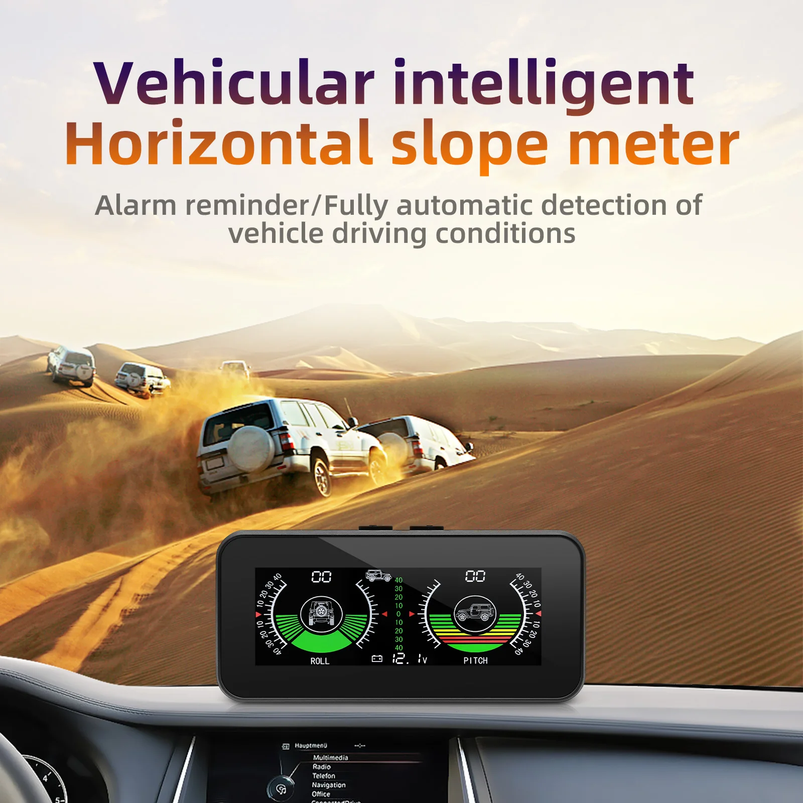 M50 Slope Meter HUD Off Road GPS Smart Inclinometer Car Digital Display Tilt Roll Pitch Angle Inclinometro Auto Intelligent Volt