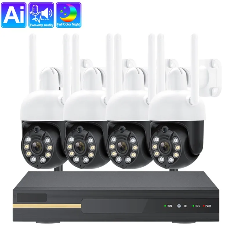 OEM ODM H.265 3MP AI Wifi CCTV Camera System Outdoor 8ch Nvr Kit Wireless PTZ Dome Surveillance Camera System