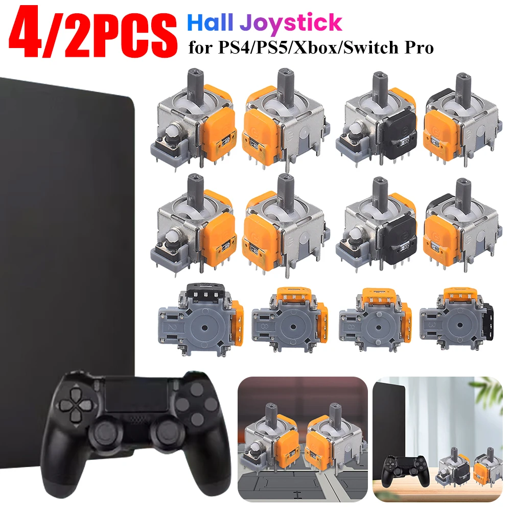 2/4pcs Hall Electromagnetic Joystick Gaming Handle Hall Rocker Thumb Sticks Joystick Rocker Module for Switch Pro/PS4/PS5/Xbox
