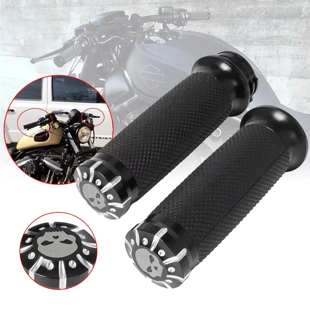 

1pair Motorcycle Handle Bar Grips Black Handlebar 1'' 25mm For Harley Sportster XL 883 1200 Touring Dyna Softail Road King