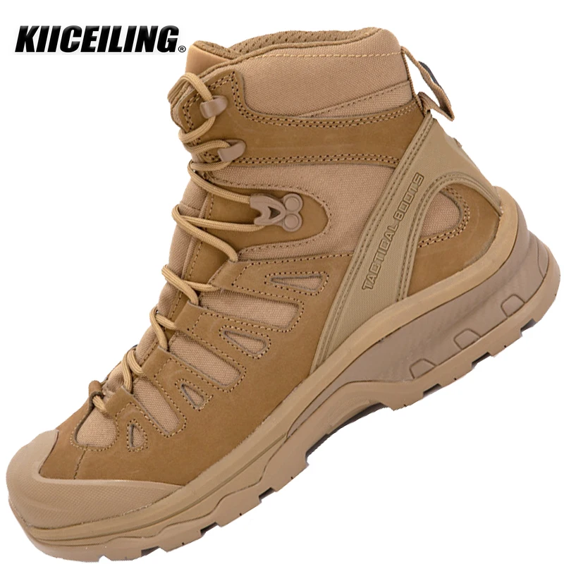 

KIICEILING K4D, Cow Leather, Mens Boots, Combat Desert Tactical Boots, Safety Shoes, Motorcycle Boots, Boots Men, Shoes for Men